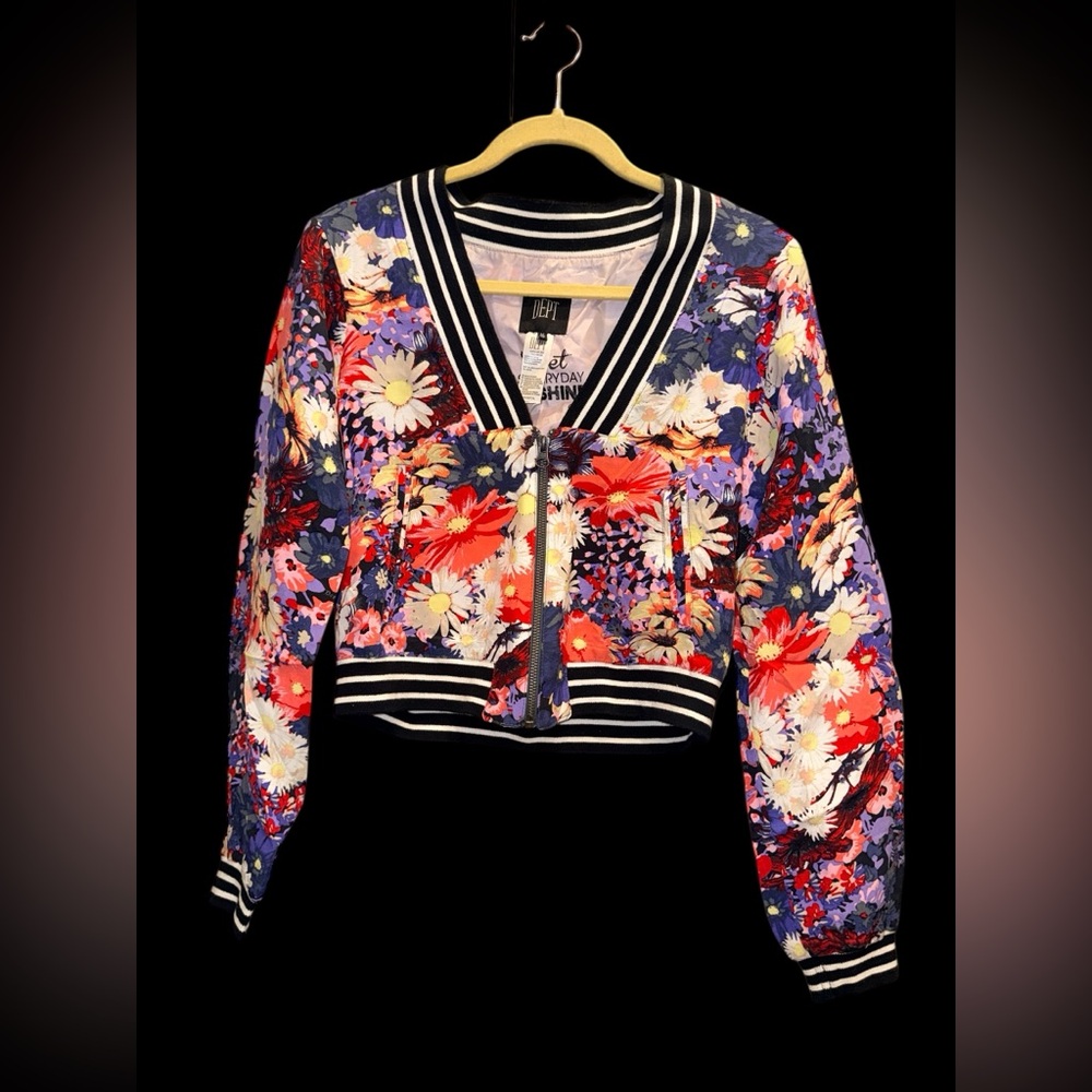 DEPT Colorful Floral Bomber Jacket Size Medium